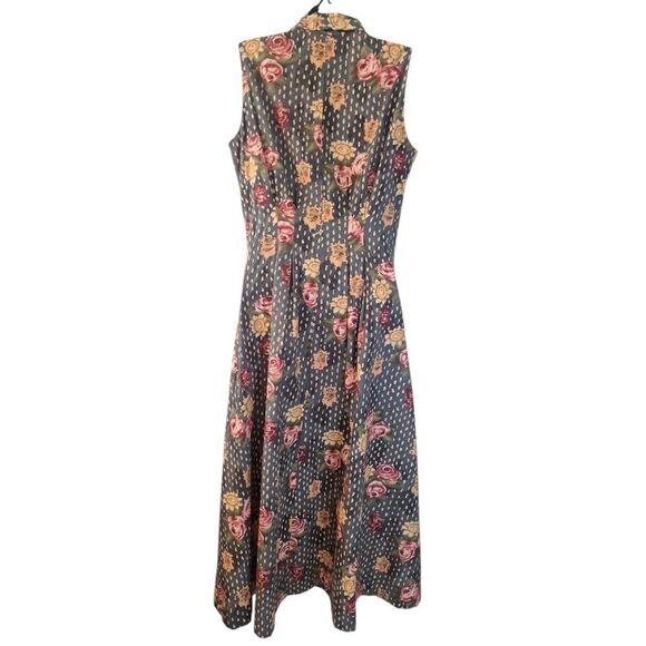 J Peterman  floral cotton fit and flare sleeveless midi dress size 6 - Picture 4 of 6